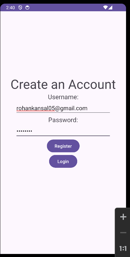 Create Account Page